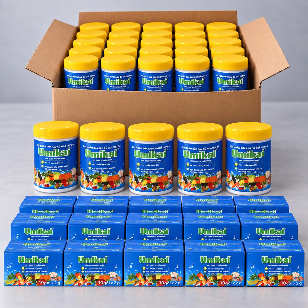 UMIKAI - Combo 30 hộp bột ngâm rửa rau củ quả thịt cá (100g) tặng 15 hộp 20g
