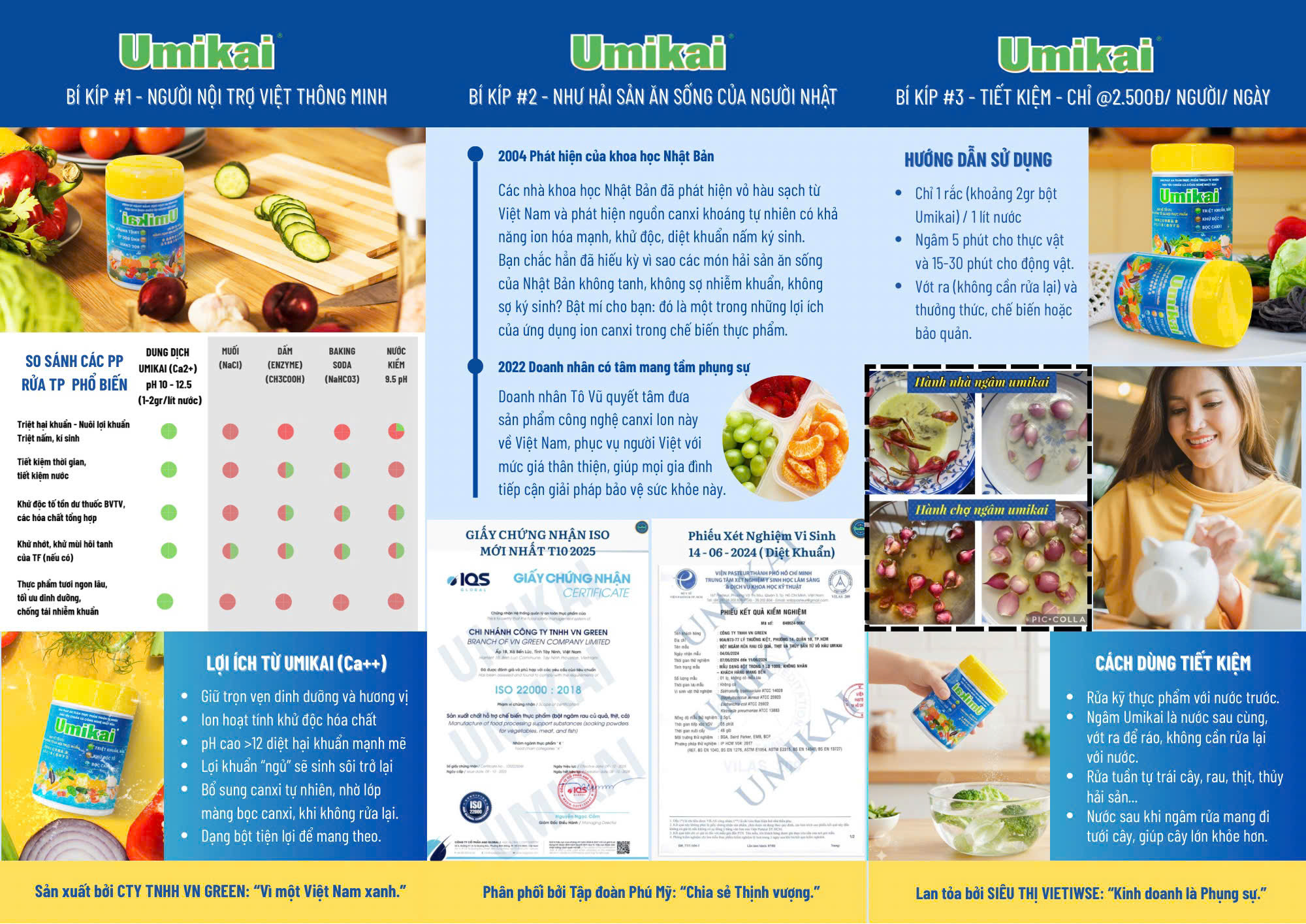 BỘT NGÂM RỬA RAU CỦ QUẢ THỊT CÁ UMIKAI (HŨ 100GR)(5 HỘP + TẶNG 1 BALO DÂY RÚT)